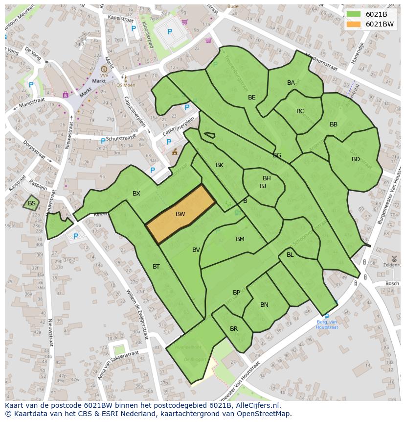 Afbeelding van het postcodegebied 6021 BW op de kaart.