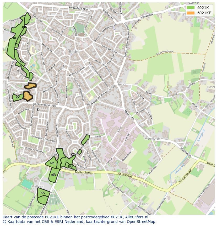 Afbeelding van het postcodegebied 6021 KE op de kaart.