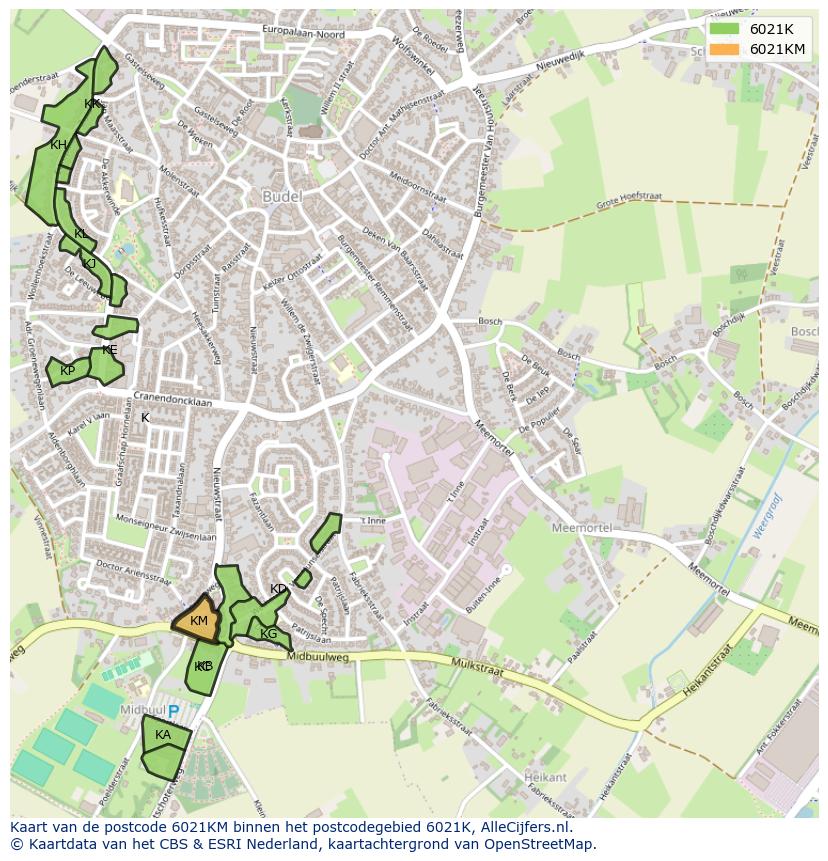 Afbeelding van het postcodegebied 6021 KM op de kaart.