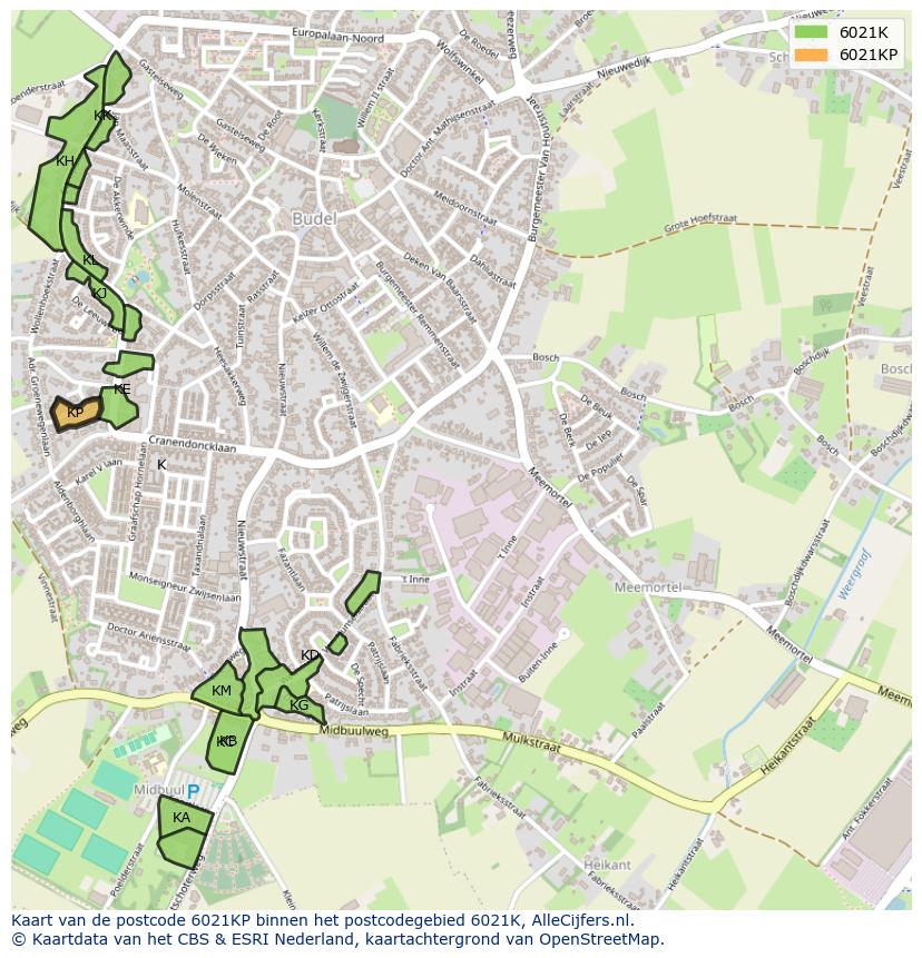 Afbeelding van het postcodegebied 6021 KP op de kaart.