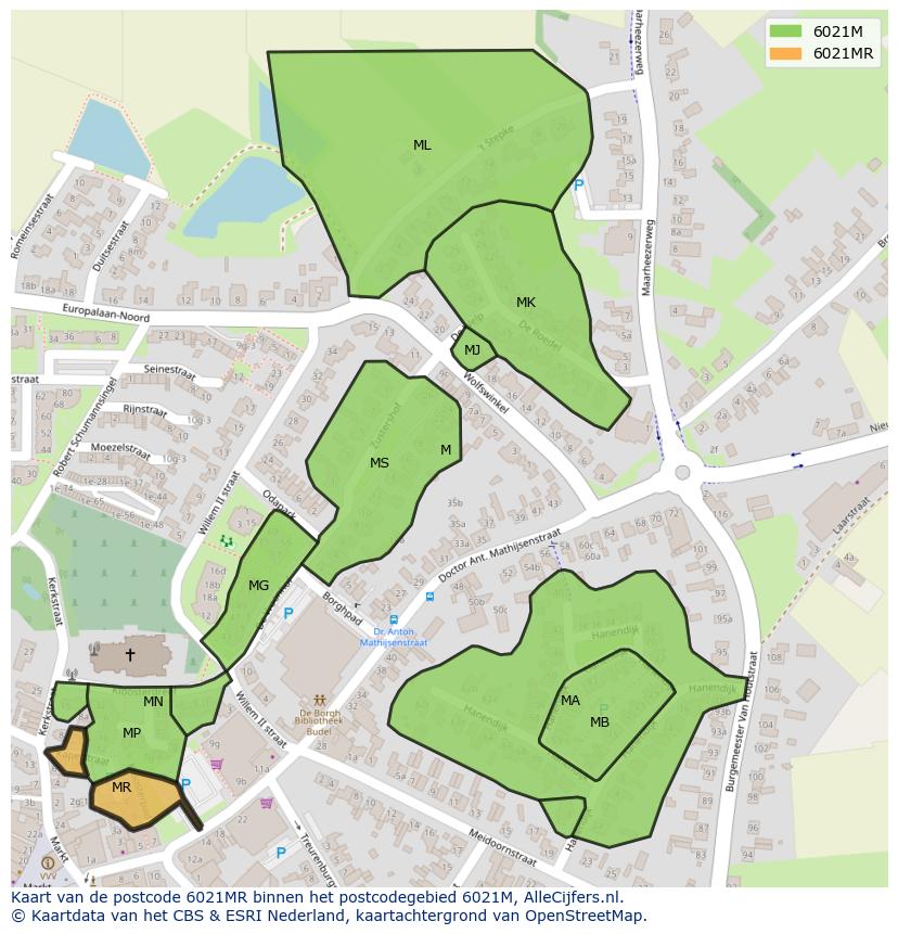 Afbeelding van het postcodegebied 6021 MR op de kaart.