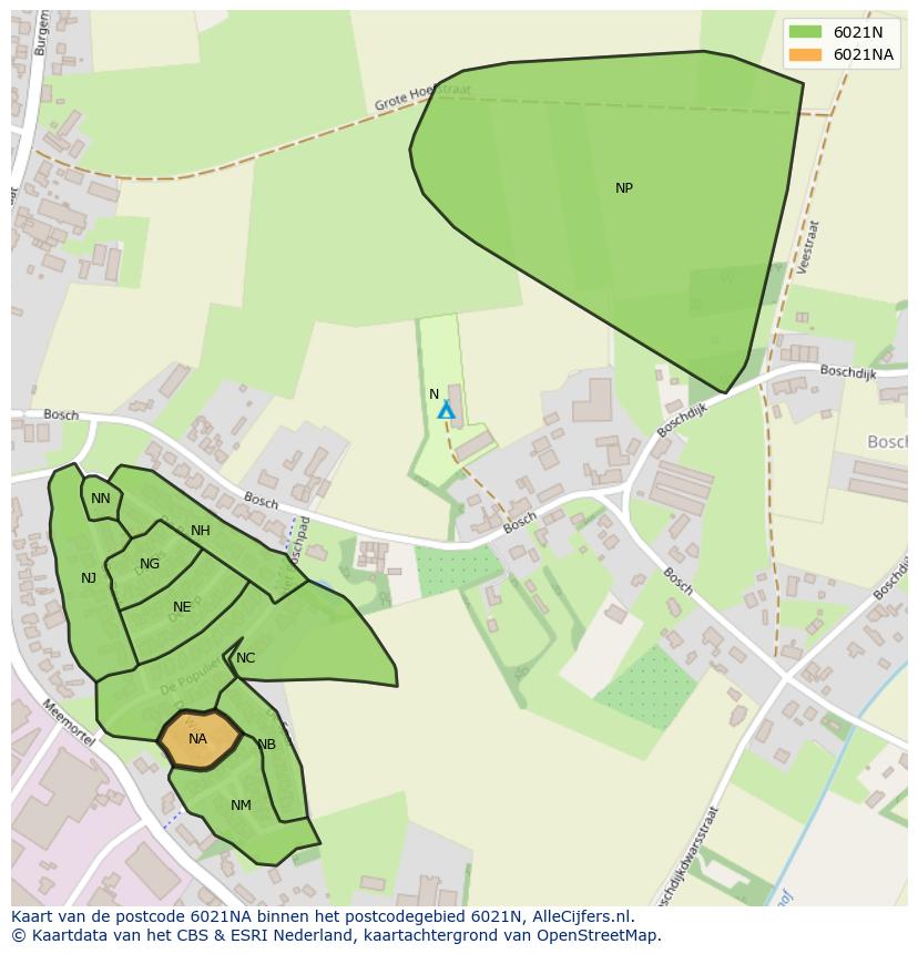 Afbeelding van het postcodegebied 6021 NA op de kaart.
