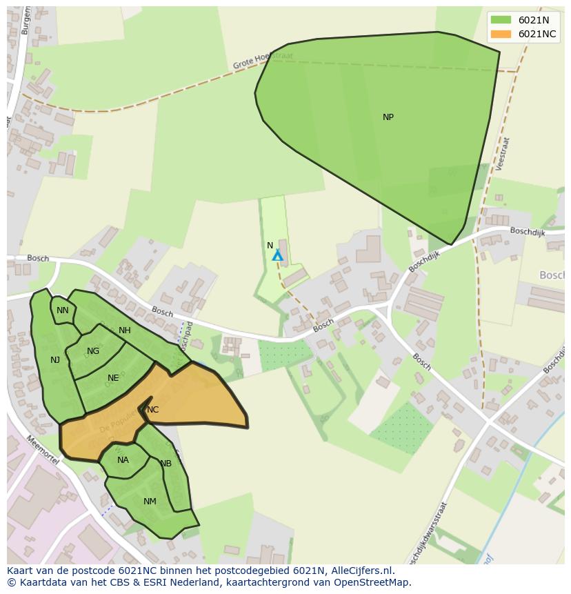 Afbeelding van het postcodegebied 6021 NC op de kaart.