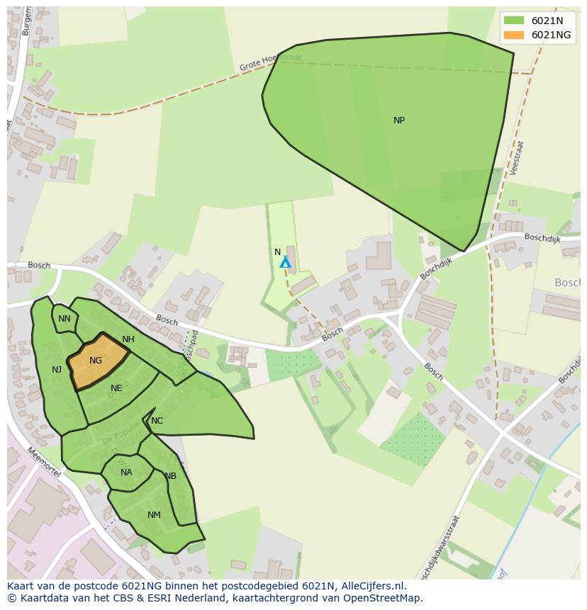 Afbeelding van het postcodegebied 6021 NG op de kaart.