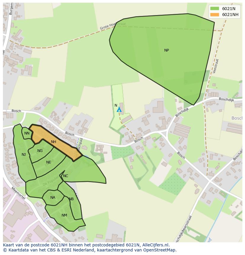 Afbeelding van het postcodegebied 6021 NH op de kaart.