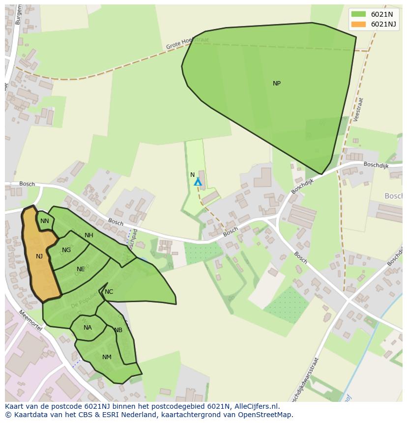 Afbeelding van het postcodegebied 6021 NJ op de kaart.