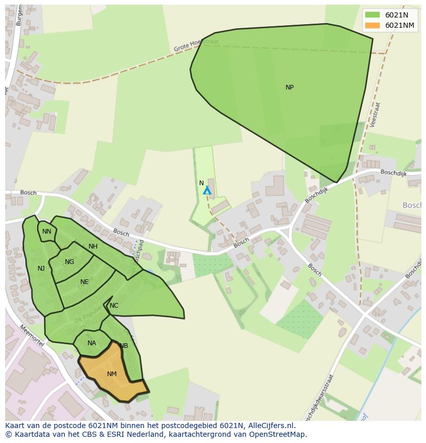 Afbeelding van het postcodegebied 6021 NM op de kaart.