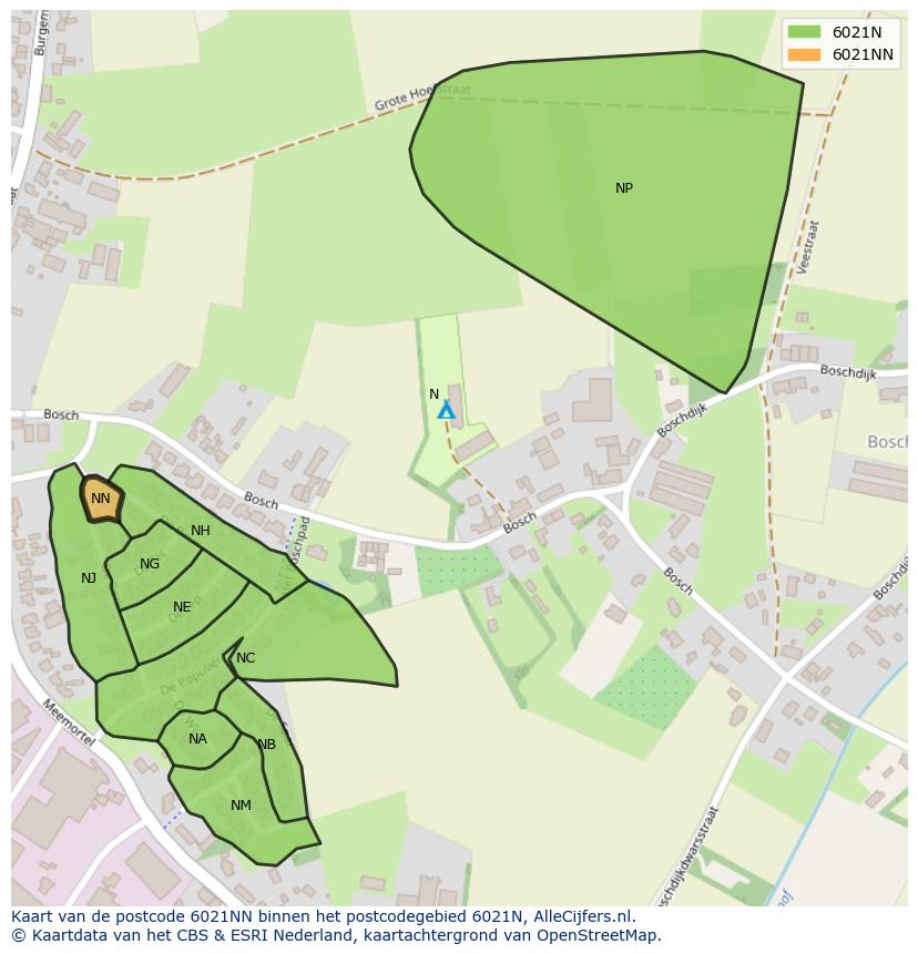 Afbeelding van het postcodegebied 6021 NN op de kaart.