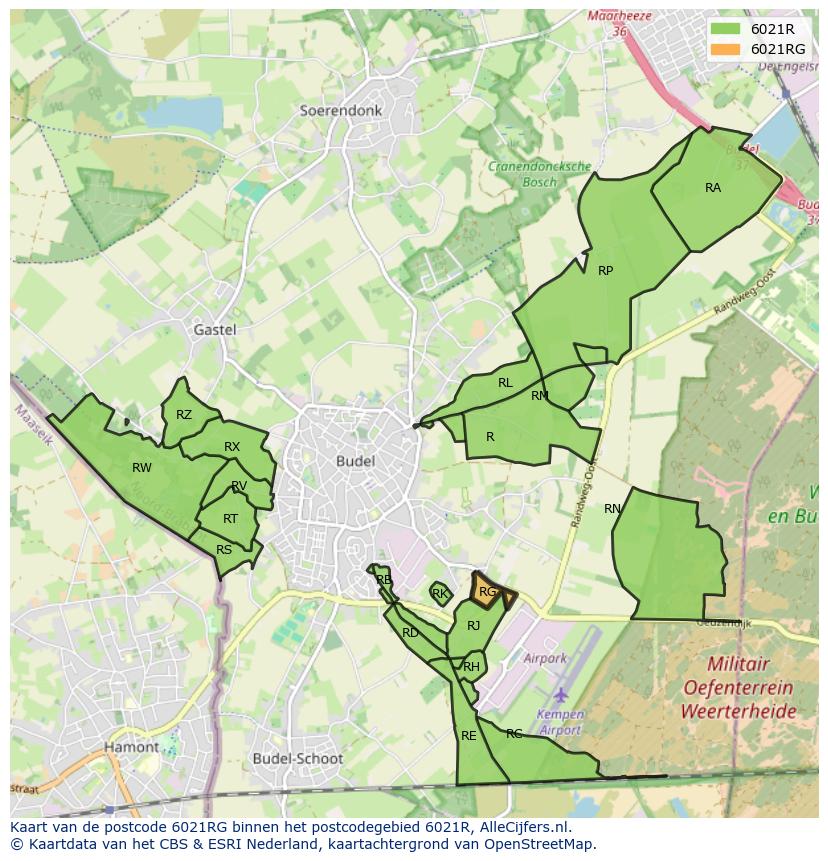 Afbeelding van het postcodegebied 6021 RG op de kaart.
