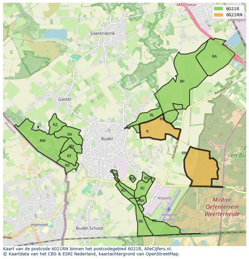 Afbeelding van het postcodegebied 6021 RN op de kaart.