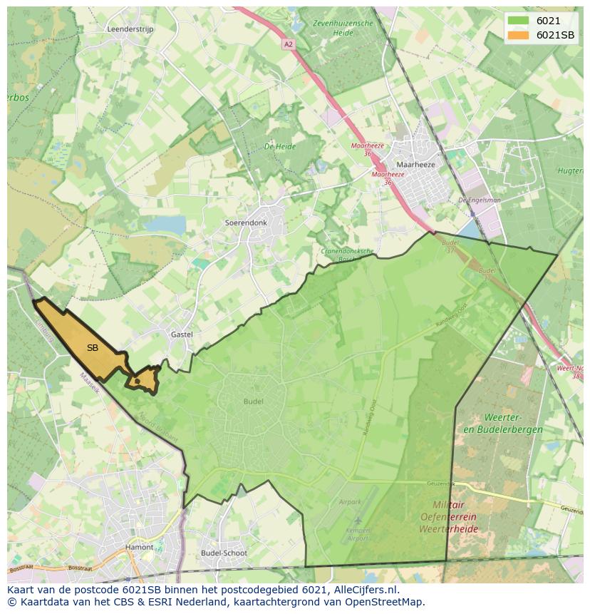 Afbeelding van het postcodegebied 6021 SB op de kaart.