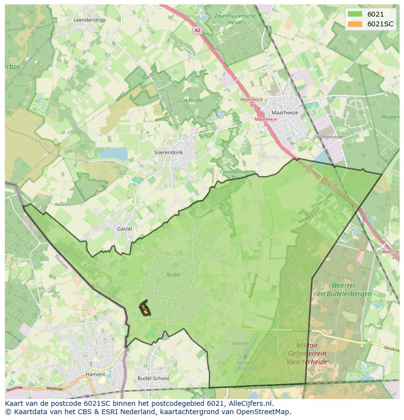 Afbeelding van het postcodegebied 6021 SC op de kaart.