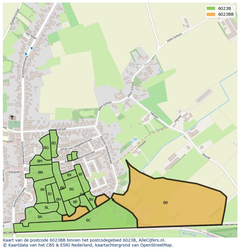 Afbeelding van het postcodegebied 6023 BB op de kaart.