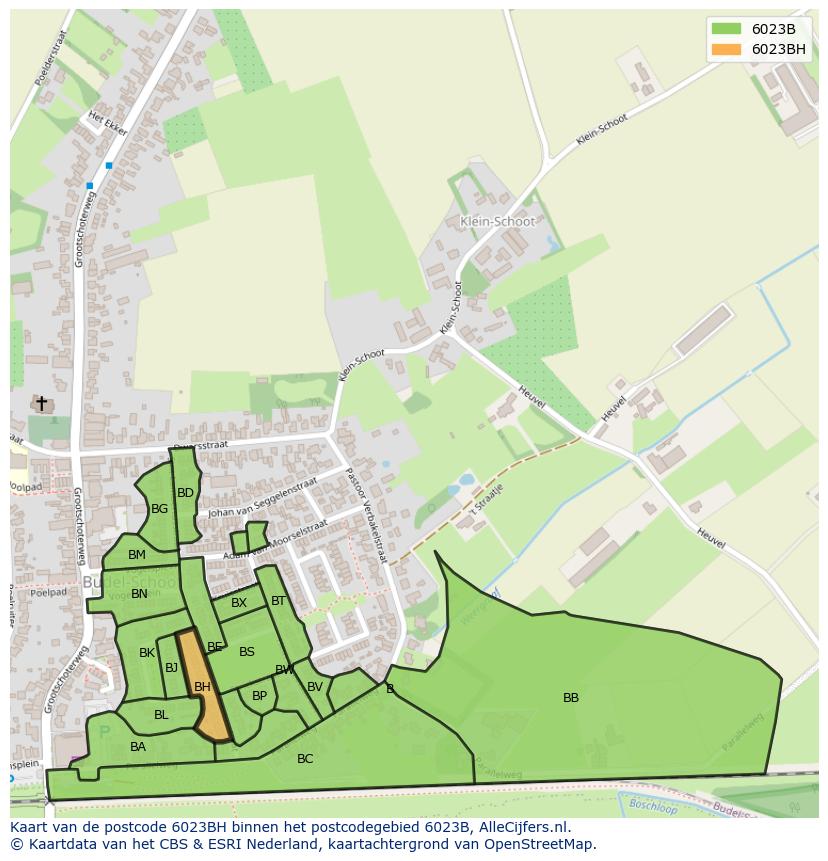 Afbeelding van het postcodegebied 6023 BH op de kaart.