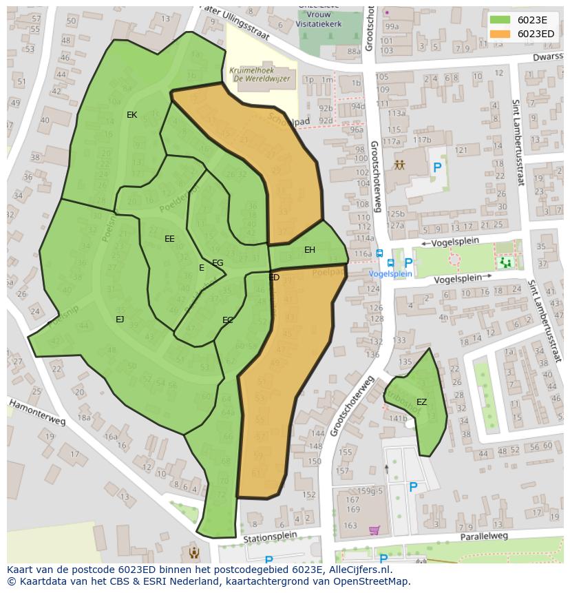 Afbeelding van het postcodegebied 6023 ED op de kaart.