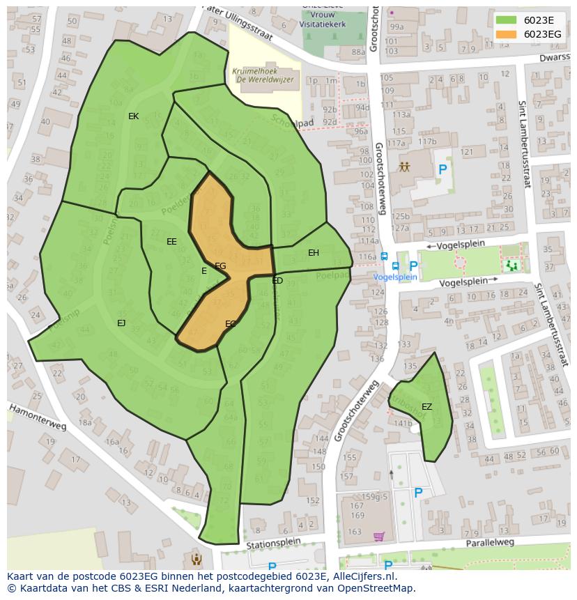 Afbeelding van het postcodegebied 6023 EG op de kaart.