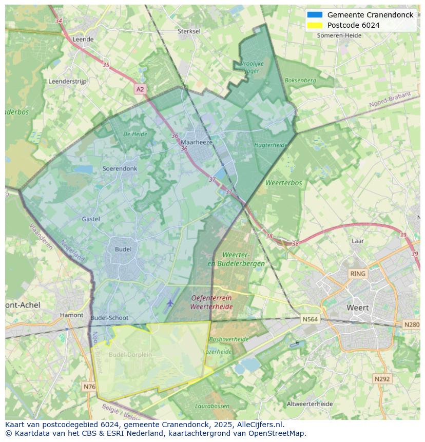 Afbeelding van het postcodegebied 6024 op de kaart.