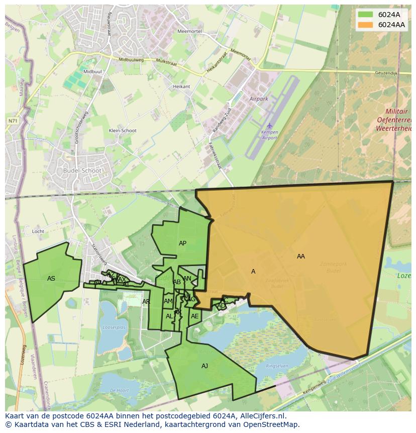 Afbeelding van het postcodegebied 6024 AA op de kaart.
