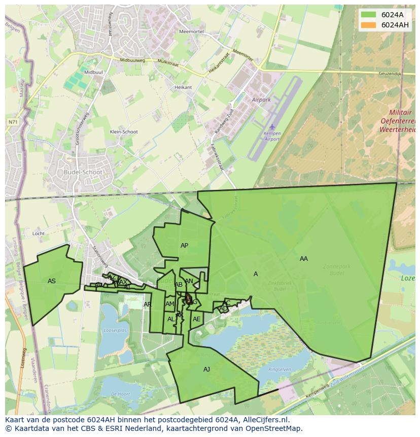 Afbeelding van het postcodegebied 6024 AH op de kaart.