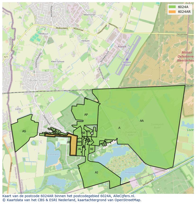 Afbeelding van het postcodegebied 6024 AR op de kaart.