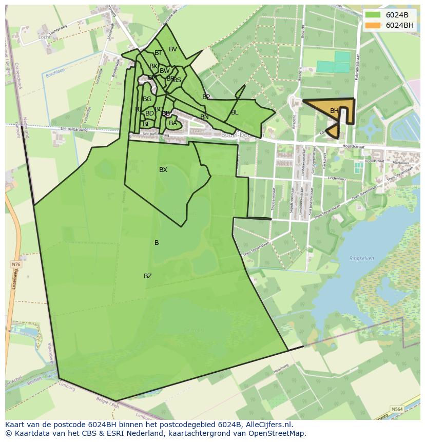 Afbeelding van het postcodegebied 6024 BH op de kaart.
