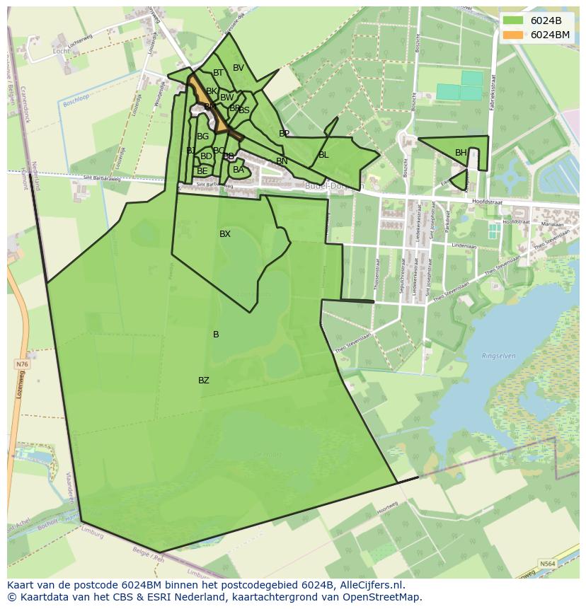 Afbeelding van het postcodegebied 6024 BM op de kaart.