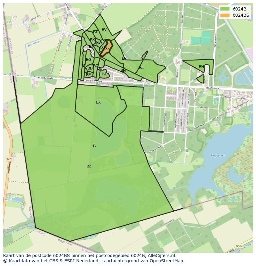 Afbeelding van het postcodegebied 6024 BS op de kaart.