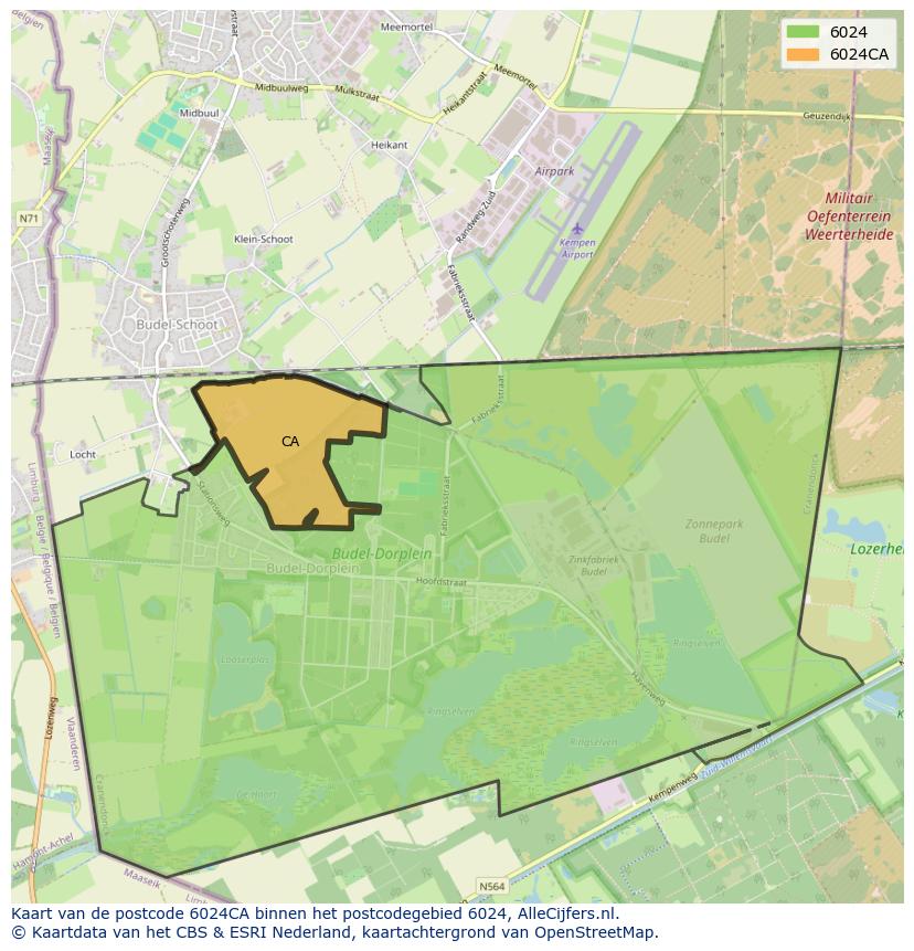 Afbeelding van het postcodegebied 6024 CA op de kaart.
