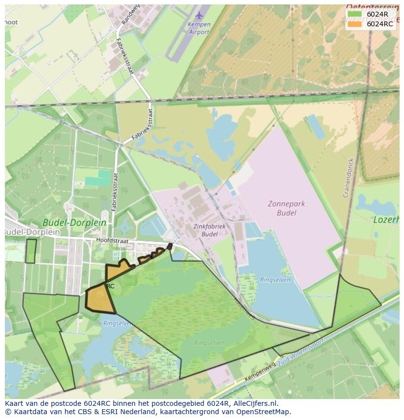 Afbeelding van het postcodegebied 6024 RC op de kaart.
