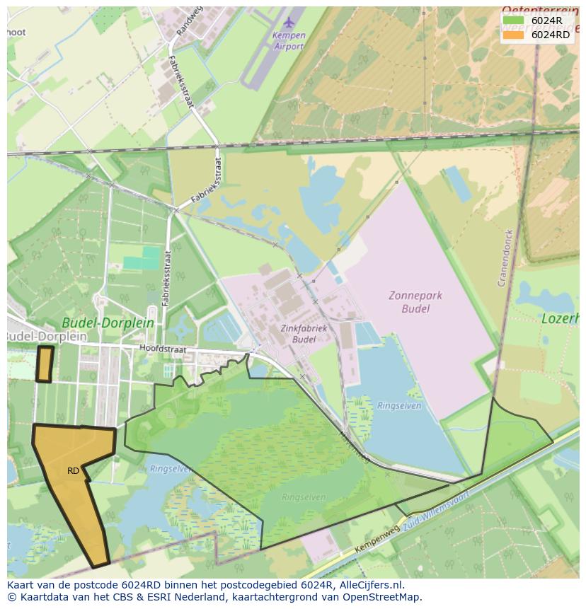 Afbeelding van het postcodegebied 6024 RD op de kaart.