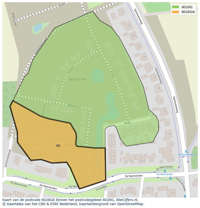 Afbeelding van het postcodegebied 6026 GA op de kaart.