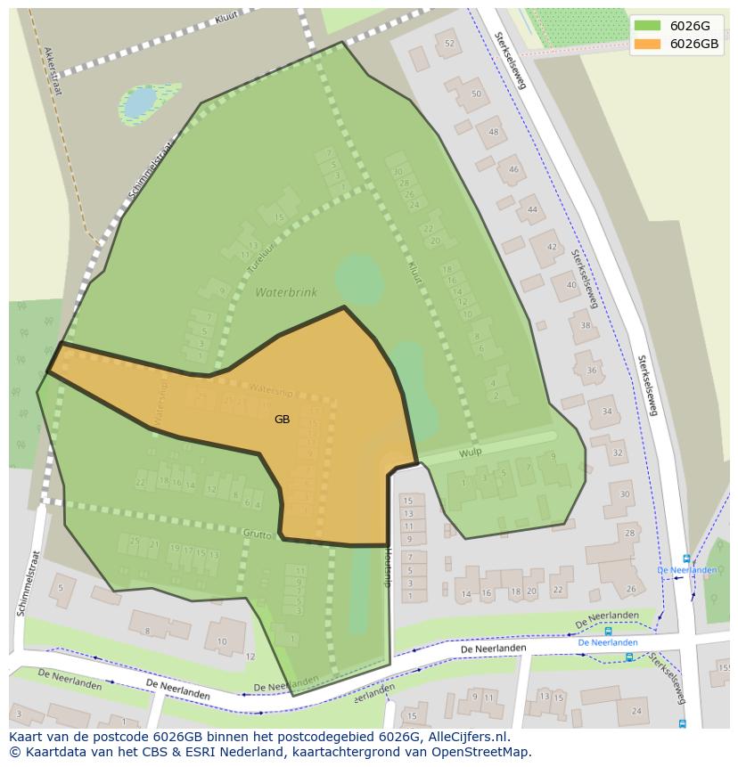 Afbeelding van het postcodegebied 6026 GB op de kaart.