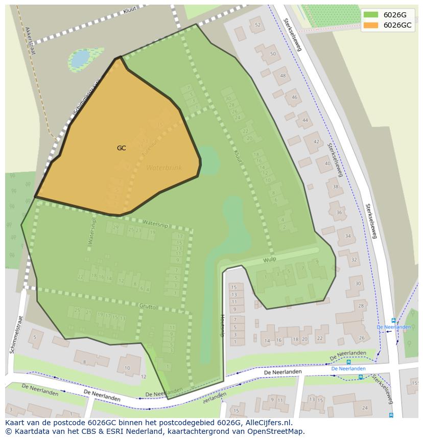 Afbeelding van het postcodegebied 6026 GC op de kaart.