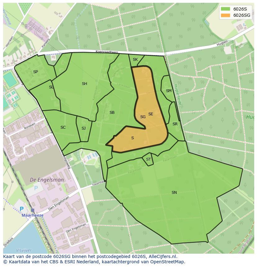Afbeelding van het postcodegebied 6026 SG op de kaart.