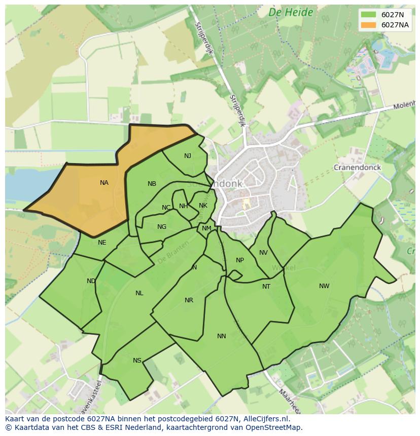Afbeelding van het postcodegebied 6027 NA op de kaart.