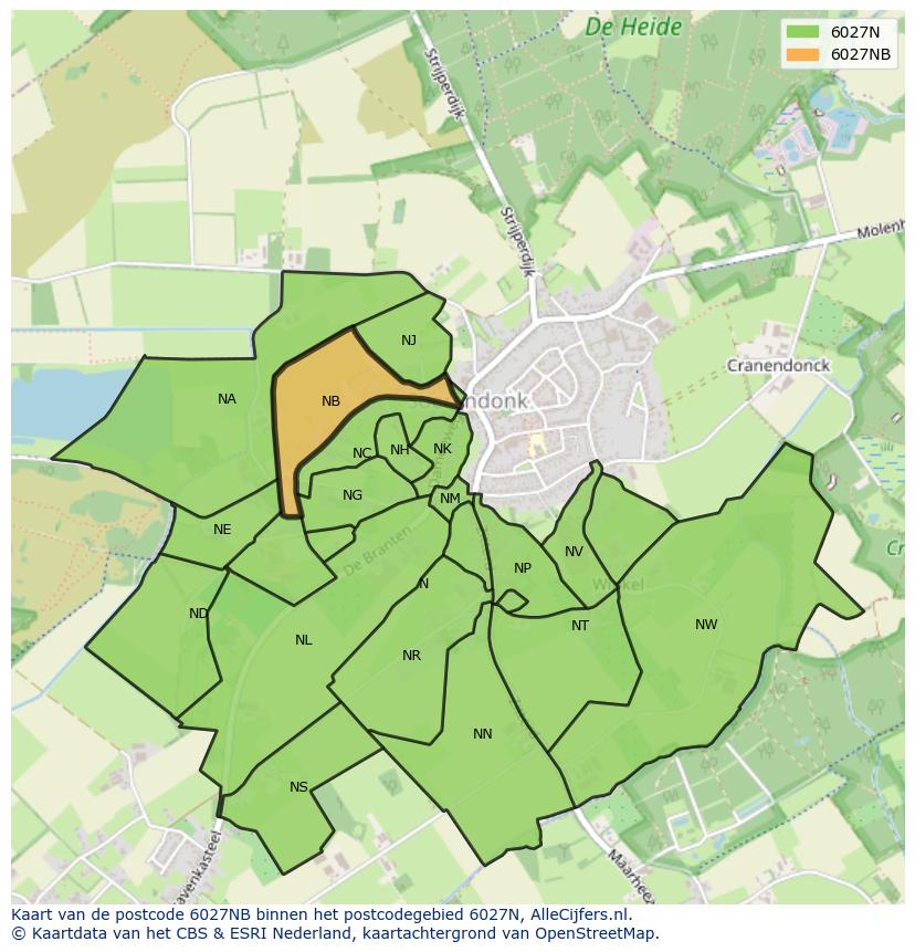 Afbeelding van het postcodegebied 6027 NB op de kaart.