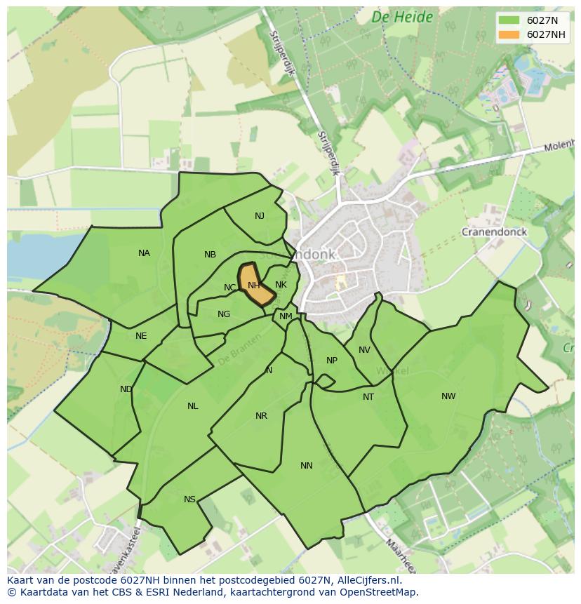 Afbeelding van het postcodegebied 6027 NH op de kaart.
