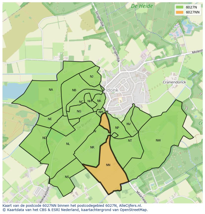 Afbeelding van het postcodegebied 6027 NN op de kaart.