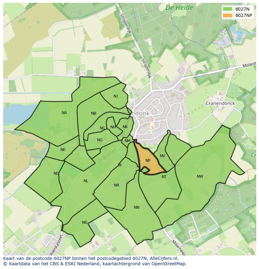 Afbeelding van het postcodegebied 6027 NP op de kaart.