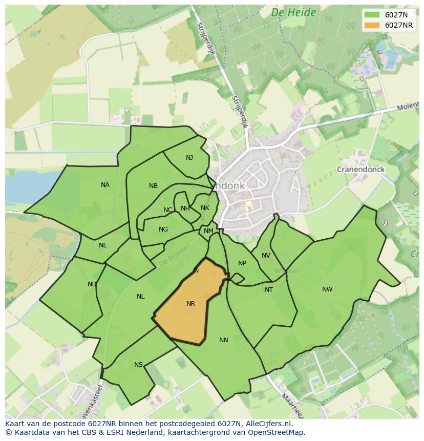 Afbeelding van het postcodegebied 6027 NR op de kaart.