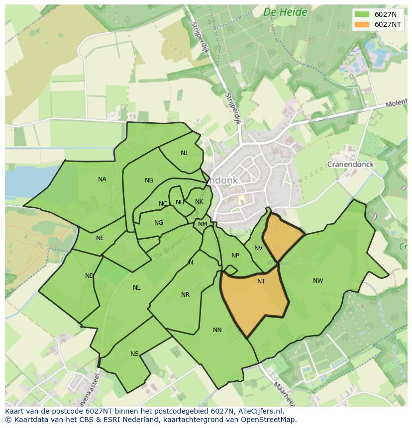 Afbeelding van het postcodegebied 6027 NT op de kaart.