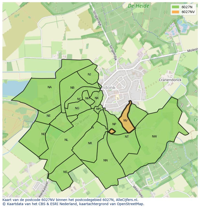 Afbeelding van het postcodegebied 6027 NV op de kaart.