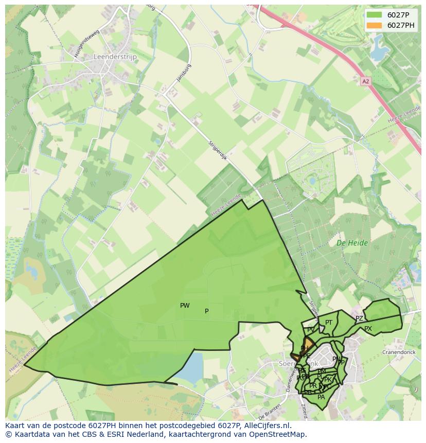 Afbeelding van het postcodegebied 6027 PH op de kaart.