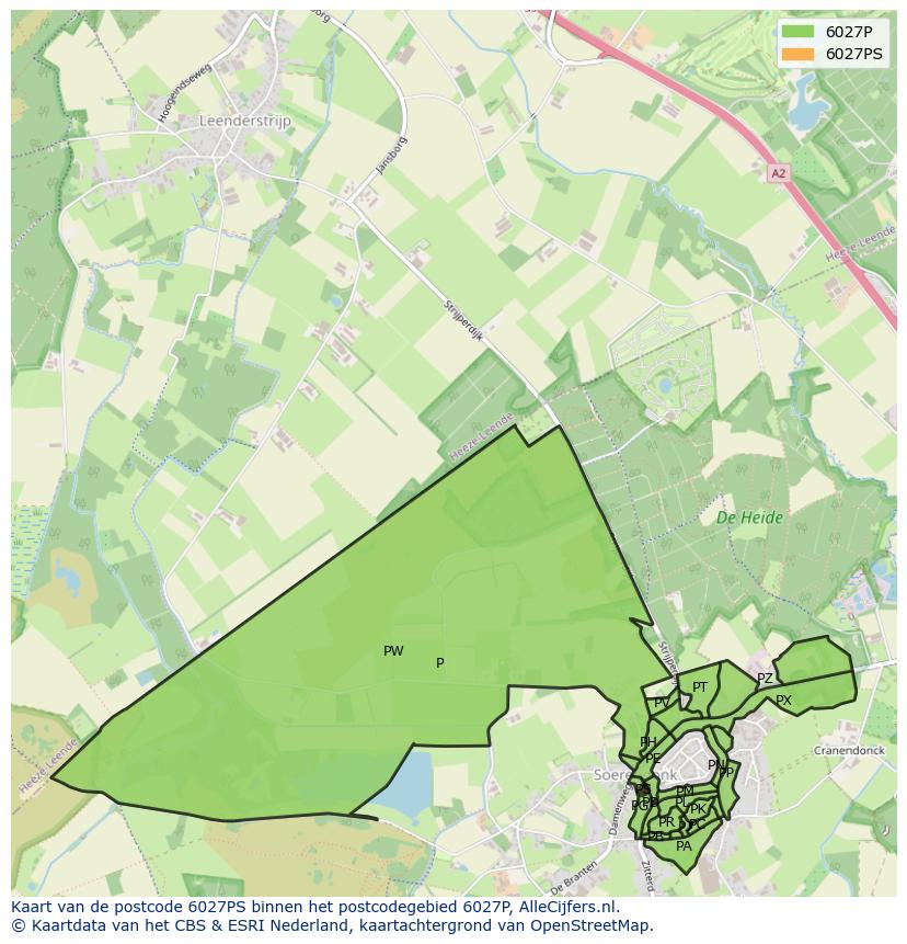 Afbeelding van het postcodegebied 6027 PS op de kaart.