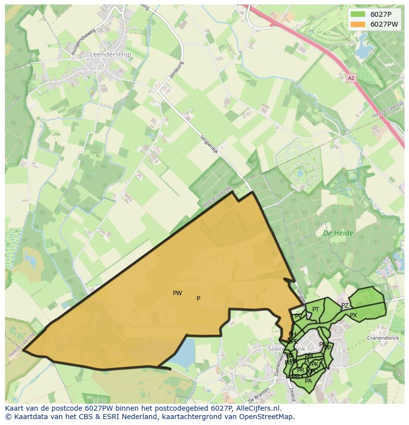 Afbeelding van het postcodegebied 6027 PW op de kaart.
