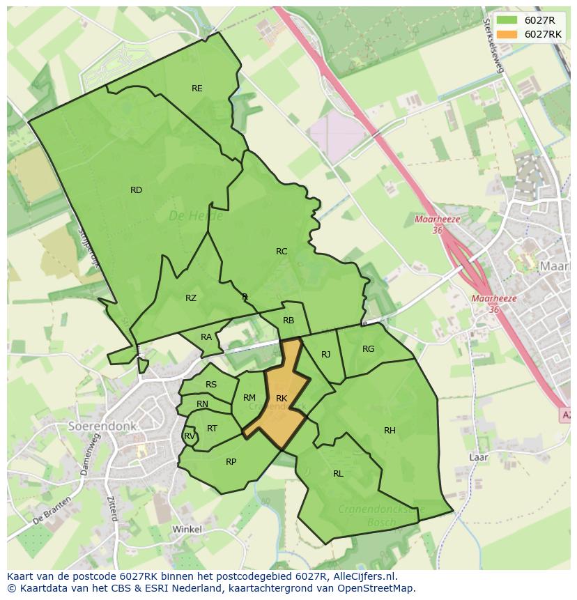 Afbeelding van het postcodegebied 6027 RK op de kaart.