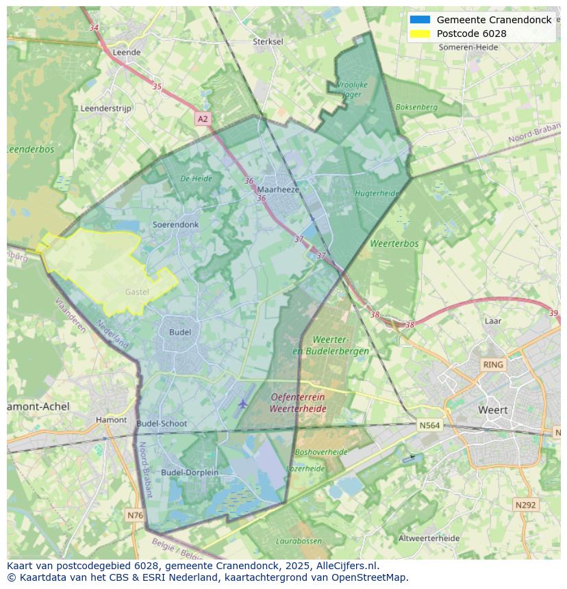 Afbeelding van het postcodegebied 6028 op de kaart.