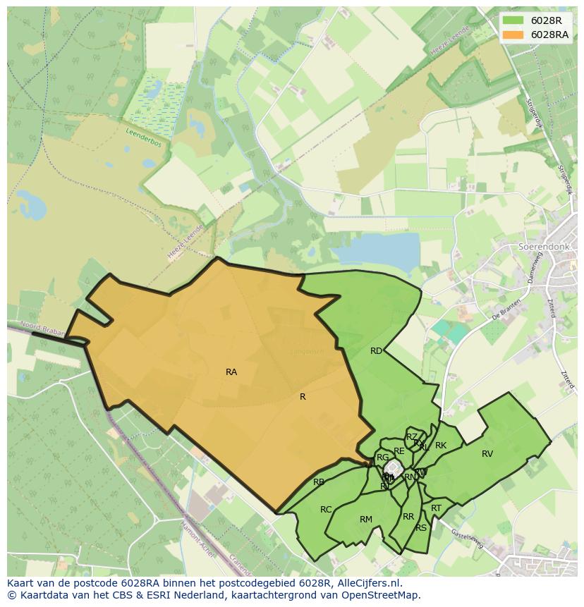 Afbeelding van het postcodegebied 6028 RA op de kaart.