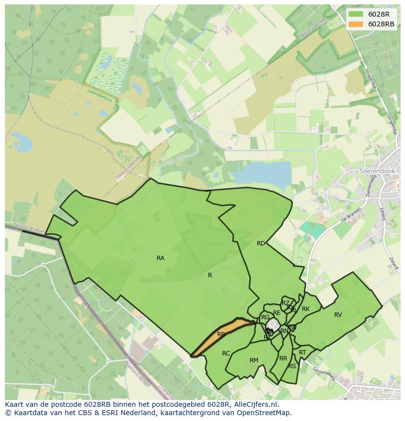 Afbeelding van het postcodegebied 6028 RB op de kaart.