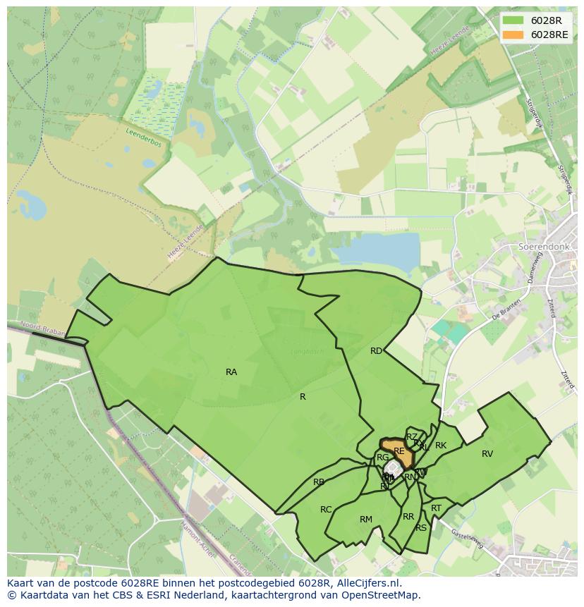 Afbeelding van het postcodegebied 6028 RE op de kaart.